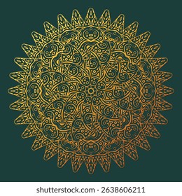 Golden Ornamental Mandala with Intricate Geometric Designs