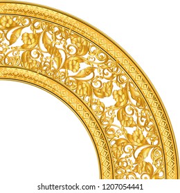 golden ornamental quarter segment on white