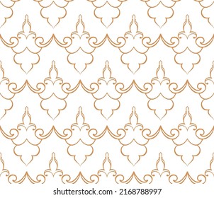 Golden ornamental seamless pattern for decor, print, wallpaper, background