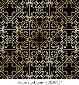 Golden ornamental seamless pattern. Template for design. Vector illustration