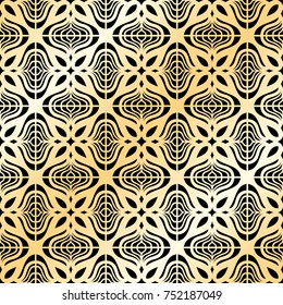 Golden ornamental seamless pattern. Template for design. Vector illustration