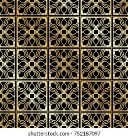 Golden ornamental seamless pattern. Template for design. Vector illustration