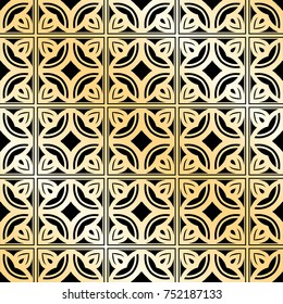 Golden ornamental seamless pattern. Template for design. Vector illustration