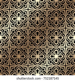 Golden ornamental seamless pattern. Template for design. Vector illustration