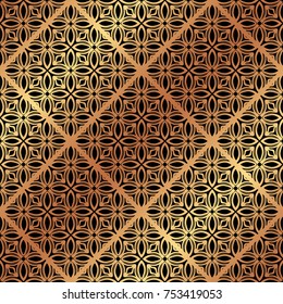Golden ornamental seamless pattern. Template for design. Vector illustration