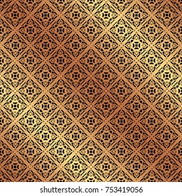 Golden ornamental seamless pattern. Template for design. Vector illustration