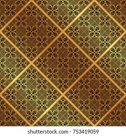 Golden ornamental seamless pattern. Template for design. Vector illustration