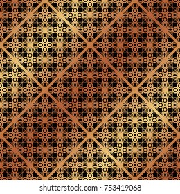 Golden ornamental seamless pattern. Template for design. Vector illustration