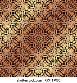 Golden ornamental seamless pattern. Template for design. Vector illustration