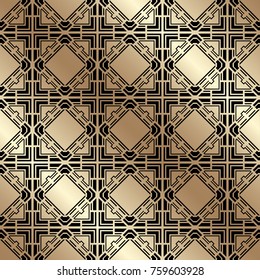Golden ornamental seamless pattern. Template for design. Vector illustration