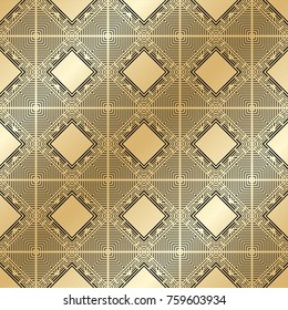 Golden ornamental seamless pattern. Template for design. Vector illustration