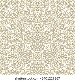 Golden ornamental texture,   woven  laced abstract pattern on white  background