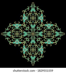 Golden ornamental vector composition on dark background