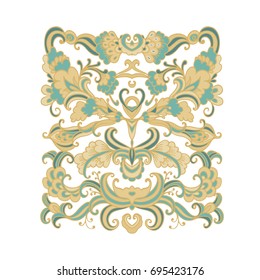 Golden ornamental vector composition on white background