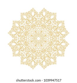 Golden ornamental vector rosette on white background