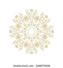 Golden ornamental golden vector rosette on white background