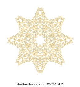 Golden ornamental vector rosette on white background