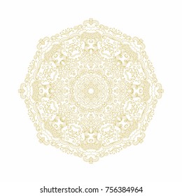 Golden ornamental vector rosette on white background