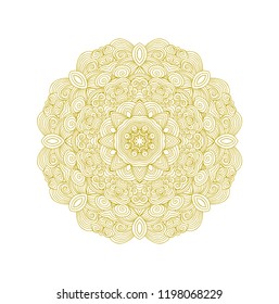 Golden ornamental  vector rosette,  snowflake, mandala