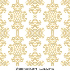 Golden ornamental vector seamless  pattern on white background