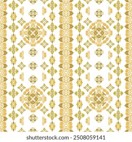 Golden Ornamental Vintage Floral seamless 
patterns on White Luxurious Floral and Geometric Design Graphic ornate pattern for wallpaper, fabric, packaging, wrapping. Damask flower ornament.