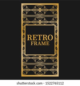 Golden ornamental vintage frame on black background