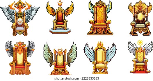 Golden Ornamentation Throne in Pixel Art Style RPG Gaming 16 bits