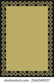 Golden ornamented frame A4 size on a black background. Version 10. Vector illustration