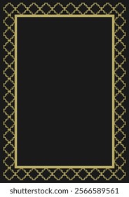 Golden ornamented frame A4 size on a black background. Version 2. Vector illustration