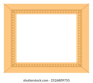 Golden ornamented frame. Place for portraits, landscapes and still lifes. Expensive framing for a mirror, painting or photograph. Place for text. Flat vector illustration.