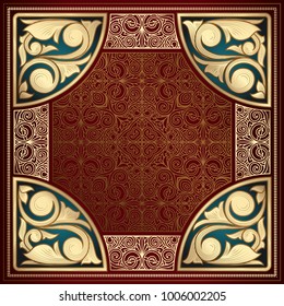 Golden ornate art deco vintage card