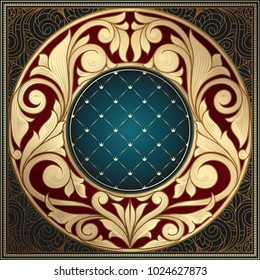 Golden ornate art deco vintage card