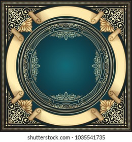 Golden ornate art deco vintage card