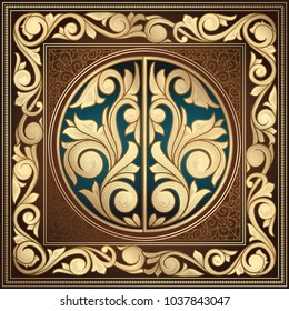 Golden ornate art deco vintage card