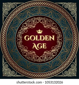 Golden ornate art deco vintage emblem