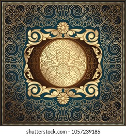 Golden ornate art deco vintage card