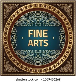 Golden ornate art deco vintage emblem