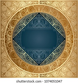 Golden ornate art deco vintage card