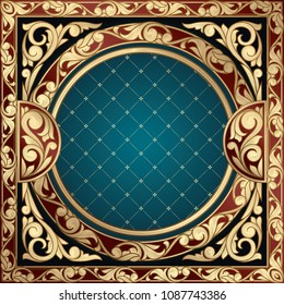 Golden ornate art deco vintage card