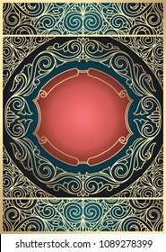 Golden ornate art deco vintage card