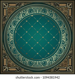 Golden ornate art deco vintage card
