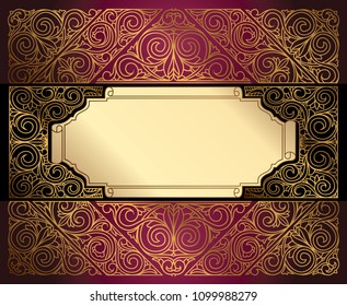 Golden ornate art deco vintage card