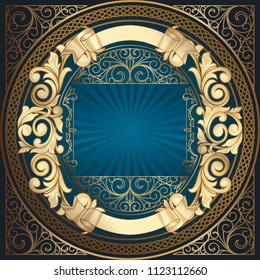 Golden ornate art deco vintage card