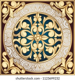 Golden ornate art deco vintage card