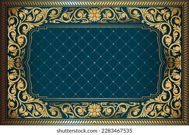 Golden ornate art deco vintage blank frame card