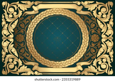 Golden ornate art deco vintage blank card