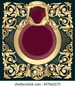 Golden ornate art deco vintage card