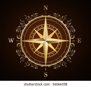 golden ornate compass rose