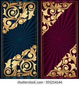 Golden ornate decorative banners