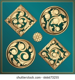 Golden ornate decorative design elements
